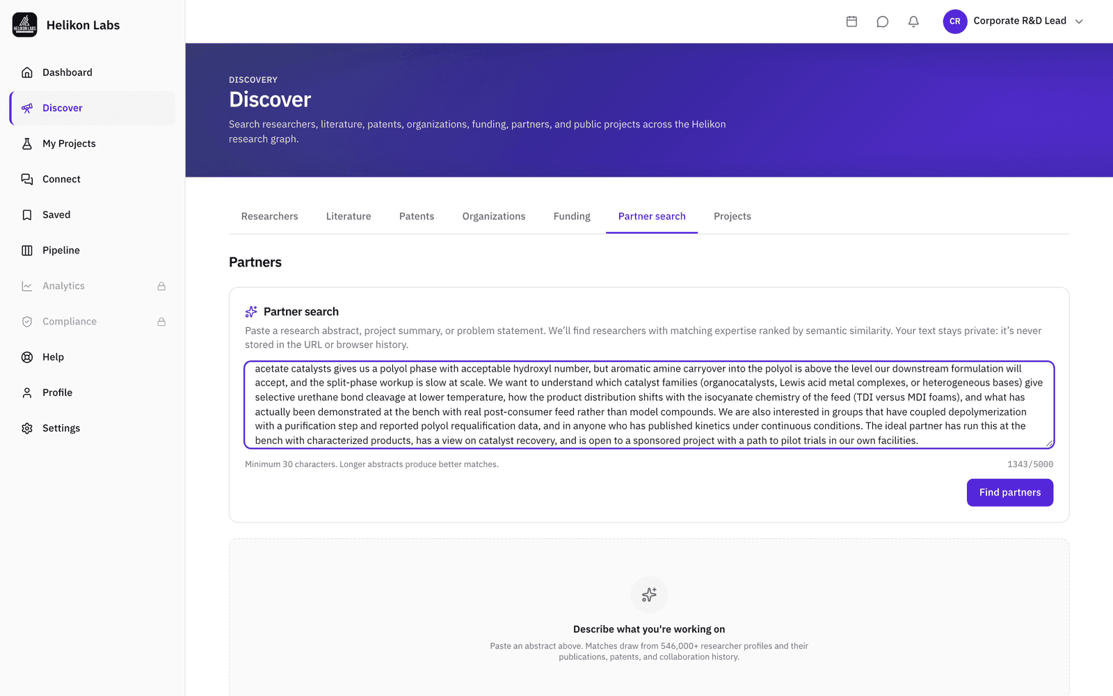 Partner search with the problem statement pasted in.